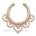 Rose Gold Plated Rhinestone Septum Clip Tribal Faux Septum